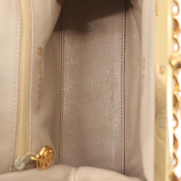 CHANEL Matelasse Chain Shoulder Bag Lamb Skin Pink Gold CC Auth 139905V