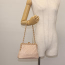 CHANEL Matelasse Chain Shoulder Bag Lamb Skin Pink Gold CC Auth 139905V-21