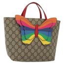 GUCCI GG Supreme Hand Bag PVC Beige Gold 550768 Auth 139907-1