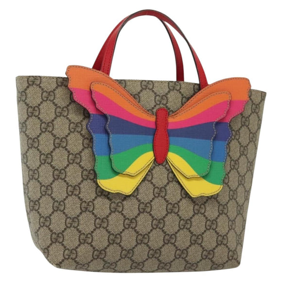 GUCCI GG Supreme Hand Bag PVC Beige Gold 550768 Auth 139907