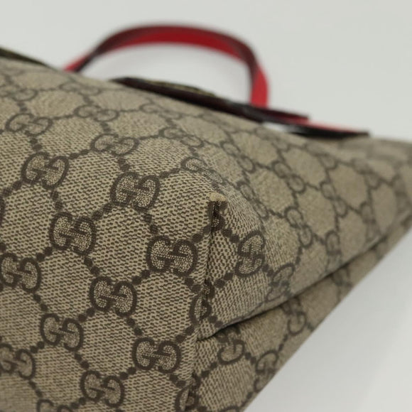 GUCCI GG Supreme Hand Bag PVC Beige Gold 550768 Auth 139907