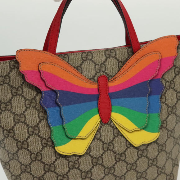 GUCCI GG Supreme Hand Bag PVC Beige Gold 550768 Auth 139907