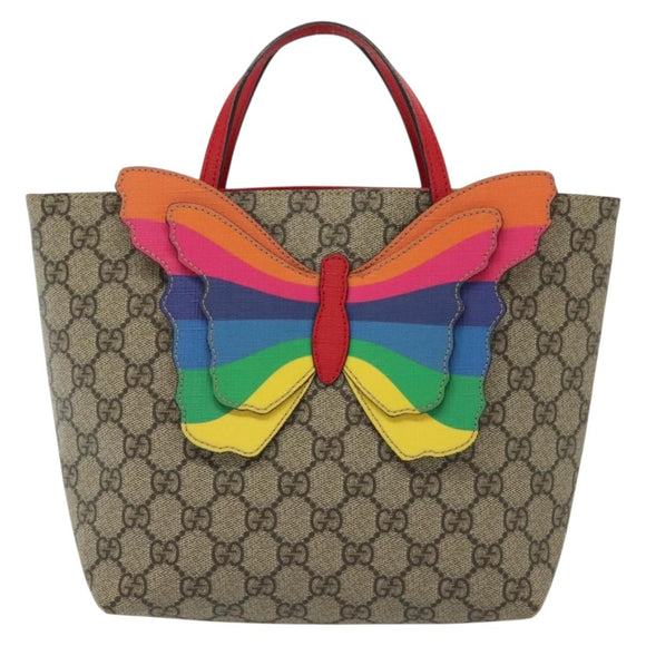 GUCCI GG Supreme Hand Bag PVC Beige Gold 550768 Auth 139907