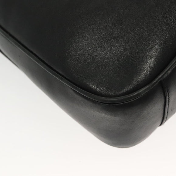 GUCCI Bamboo Shoulder Bag Leather 2way Black Gold 001 1638 Auth 139908