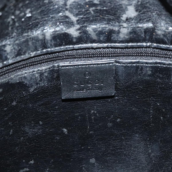 GUCCI Bamboo Shoulder Bag Leather 2way Black Gold 001 1638 Auth 139908