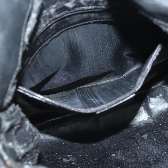 GUCCI Bamboo Shoulder Bag Leather 2way Black Gold 001 1638 Auth 139908