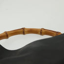 GUCCI Bamboo Shoulder Bag Leather 2way Black Gold 001 1638 Auth 139908-15