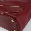 CHANEL Hand Bag Leather Red Gold CC Auth 139910V-10