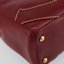 CHANEL Hand Bag Leather Red Gold CC Auth 139910V-11