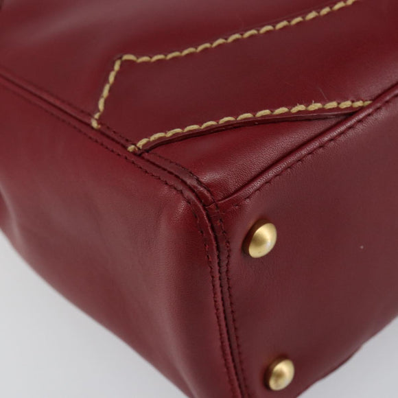 CHANEL Hand Bag Leather Red Gold CC Auth 139910V