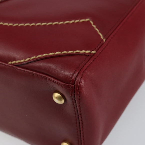 CHANEL Hand Bag Leather Red Gold CC Auth 139910V