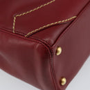 CHANEL Hand Bag Leather Red Gold CC Auth 139910V-13