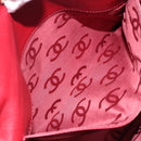 CHANEL Hand Bag Leather Red Gold CC Auth 139910V-18