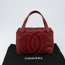 CHANEL Hand Bag Leather Red Gold CC Auth 139910V-22