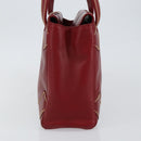 CHANEL Hand Bag Leather Red Gold CC Auth 139910V-5