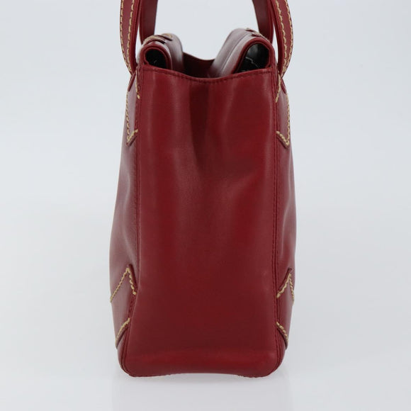 CHANEL Hand Bag Leather Red Gold CC Auth 139910V