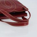 CHANEL Hand Bag Leather Red Gold CC Auth 139910V-7