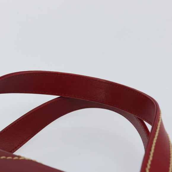 CHANEL Hand Bag Leather Red Gold CC Auth 139910V