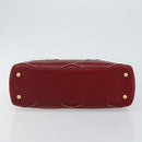 CHANEL Hand Bag Leather Red Gold CC Auth 139910V-9