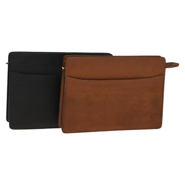 LOUIS VUITTON Epi Pochette Homme Clutch Bag 2Set Black Brown LV Auth 139924