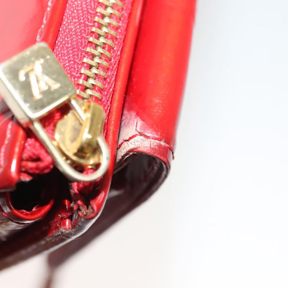 LOUIS VUITTON Monogram Vernis Motto Accessory Pouch Red M91137 LV Auth 139932