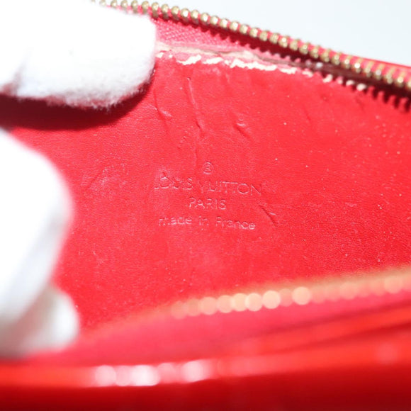 LOUIS VUITTON Monogram Vernis Motto Accessory Pouch Red M91137 LV Auth 139932
