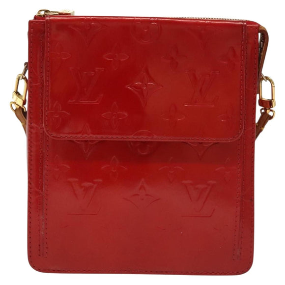 LOUIS VUITTON Monogram Vernis Motto Accessory Pouch Red M91137 LV Auth 139932