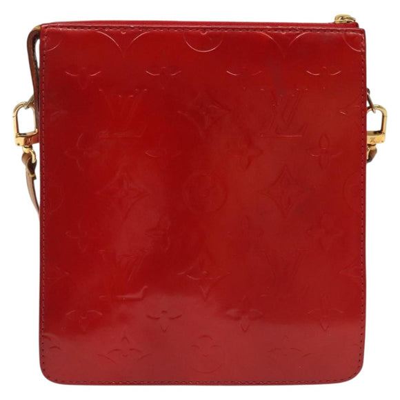 LOUIS VUITTON Monogram Vernis Motto Accessory Pouch Red M91137 LV Auth 139932