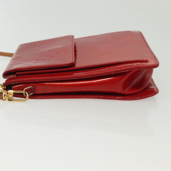 LOUIS VUITTON Monogram Vernis Motto Accessory Pouch Red M91137 LV Auth 139932