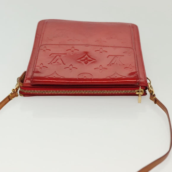 LOUIS VUITTON Monogram Vernis Motto Accessory Pouch Red M91137 LV Auth 139932
