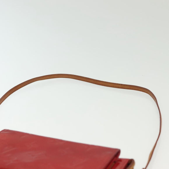 LOUIS VUITTON Monogram Vernis Motto Accessory Pouch Red M91137 LV Auth 139932