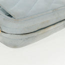 CHANEL Bias Stitch Chain Shoulder Bag Suede Light Blue Gold CC Auth 139935A-15