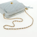 CHANEL Bias Stitch Chain Shoulder Bag Suede Light Blue Gold CC Auth 139935A-9