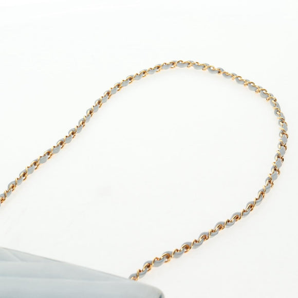 CHANEL Bias Stitch Chain Shoulder Bag Suede Light Blue Gold CC Auth 139935A