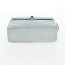 CHANEL Bias Stitch Chain Shoulder Bag Suede Light Blue Gold CC Auth 139935A-7