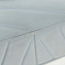 CHANEL Bias Stitch Chain Shoulder Bag Suede Light Blue Gold CC Auth 139935A-18