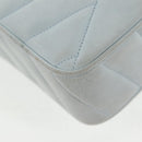 CHANEL Bias Stitch Chain Shoulder Bag Suede Light Blue Gold CC Auth 139935A-21