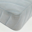 CHANEL Bias Stitch Chain Shoulder Bag Suede Light Blue Gold CC Auth 139935A-22