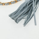 CHANEL Bias Stitch Chain Shoulder Bag Suede Light Blue Gold CC Auth 139935A-25