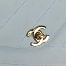 CHANEL Bias Stitch Chain Shoulder Bag Suede Light Blue Gold CC Auth 139935A-26