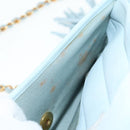 CHANEL Bias Stitch Chain Shoulder Bag Suede Light Blue Gold CC Auth 139935A-30