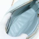 CHANEL Bias Stitch Chain Shoulder Bag Suede Light Blue Gold CC Auth 139935A-10