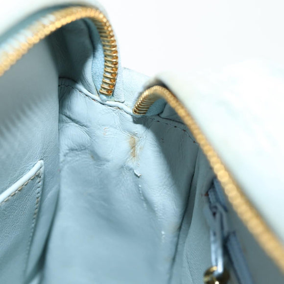 CHANEL Bias Stitch Chain Shoulder Bag Suede Light Blue Gold CC Auth 139935A