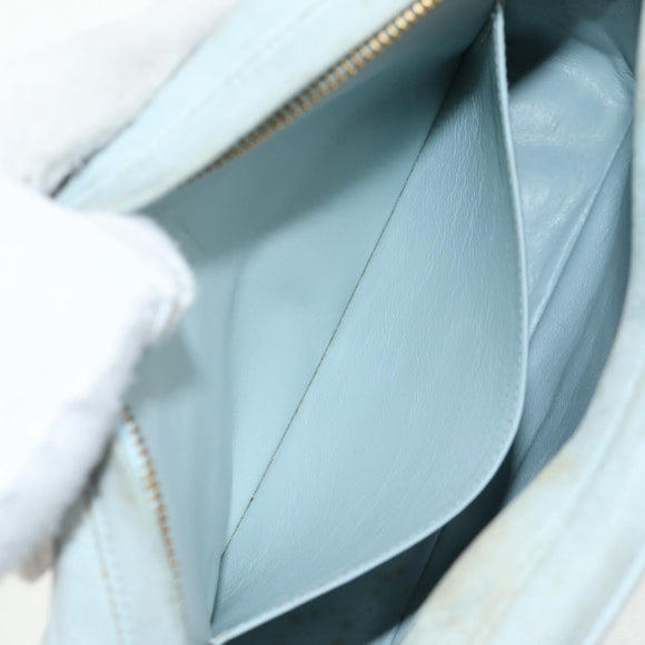 CHANEL Bias Stitch Chain Shoulder Bag Suede Light Blue Gold CC Auth 139935A