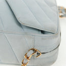 CHANEL Bias Stitch Chain Shoulder Bag Suede Light Blue Gold CC Auth 139935A-6