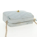 CHANEL Bias Stitch Chain Shoulder Bag Suede Light Blue Gold CC Auth 139935A-8