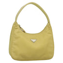 PRADA Accessory Pouch Nylon Yellow Gold Auth 139939-1
