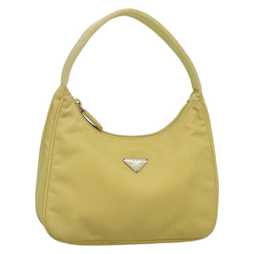 PRADA Accessory Pouch Nylon Yellow Gold Auth 139939