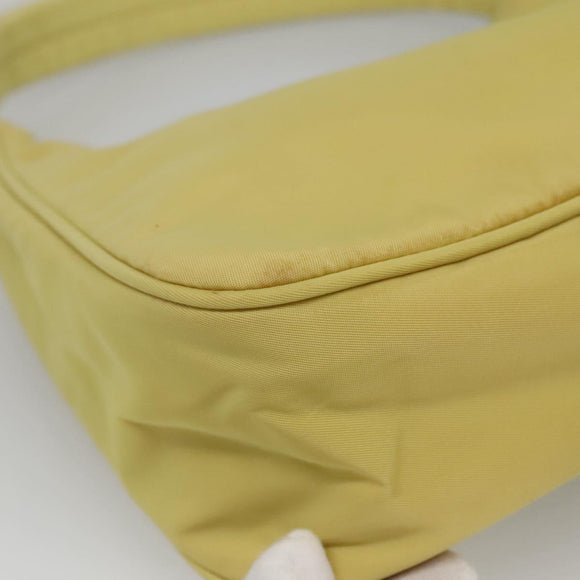 PRADA Accessory Pouch Nylon Yellow Gold Auth 139939A