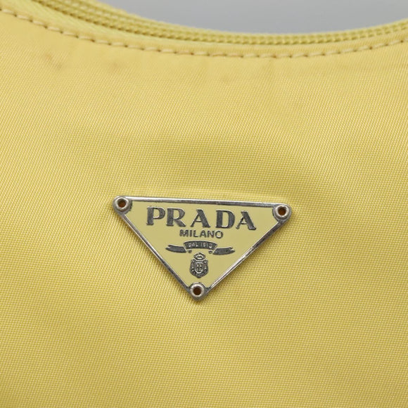 PRADA Accessory Pouch Nylon Yellow Gold Auth 139939
